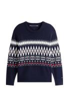 Placed Fairisle Wool Blend Crew Navy Tommy Hilfiger