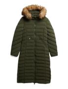 Fuji Faux Fur Hooded Longline Green Superdry