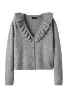 Nlfreave Ls Flounce Knit Cardigan Grey LMTD