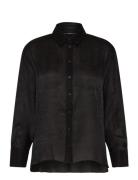 Terry Crinkle Top Black French Connection