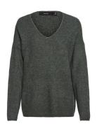 Vmcrewlefile Ls V-Neck Blouse Noos Green Vero Moda