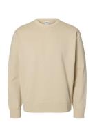 Slhrelaxluke Ls Sweat Crew Neck Noos Beige Selected