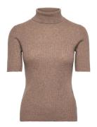 Turtleneck Rib T-Shirt Beige Davida Cashmere