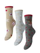 Pcjingle Xmas Glitter Socks 3-Pack Bc Patterned Pieces