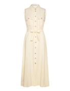 Linen-Blend Shirt Dress Yellow Mango