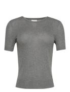 Fine Gauge Viscose Short Sleeve Grey Calvin Klein