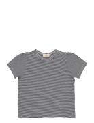 Striped T-Shirt W. Ruffle Sleeves Navy Copenhagen Colors