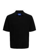 Jorvarenna Knit Ss Split Neck Black Jack & J S