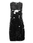 Short Sequin Dress Kort Kjole Black Mango
