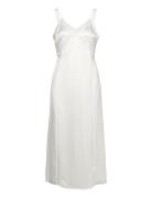 Sheer Layered Maxi Slip Dress Maxikjole Festkjole White Calvin Klein