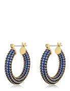 Pave Baby Amalfi Hoops- Blue Sapphire- Gold Accessories Jewellery Earr...