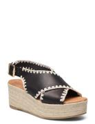 A4422 Sandal Med Hæl Espadrilles Black Billi Bi