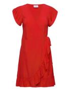 Vifini Wrap S/S Short Dress - Noos Kort Kjole Red Vila