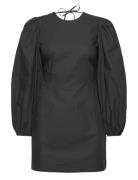 Cotton Poplin Open Back Mini Dress Kort Kjole Black Ganni
