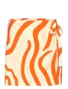 Printed Linen-Blend Skirt Kort Skjørt Orange Mango