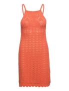 Halter-Neck Knitted Dress Kort Kjole Orange Mango