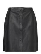 Leather Skirt Kort Skjørt Black Rosemunde