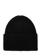 Fold Rib Cap Accessories Headwear Beanies Black Davida Cashmere