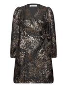 Slfpaula-Siv Golden Leo 3/4 Short Dressb Kort Kjole Black Selected Fem...