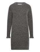 Slfsia Ras Frill Ls Knit Dress Kort Kjole Grey Selected Femme