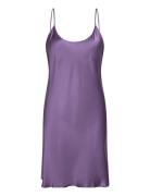 Pure Silk - Slip With Round Neck Nattkjole Purple Lady Avenue