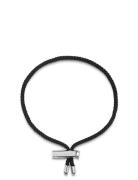 Men's Black String Bracelet With Adjustable Silver Lock Armbånd Smykke...