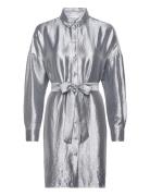 Slfsilva-Tonia Ls Shirt Dress B Kort Kjole Silver Selected Femme