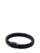Thick Leather Bracelet With Detailed Black Plated Lock Armbånd Smykker...