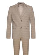 Checked Twill Stretch Suit Dress Brown Lindbergh