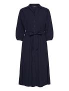 Shirt Style Woven Midi Dress Knelang Kjole Navy Esprit Collection