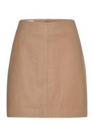 Slolicia Leather Skirt Kort Skjørt Beige Soaked In Luxury