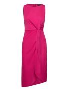 Str Matte Jersey-Dress Knelang Kjole Pink Lauren Ralph Lauren