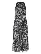 Drapey Poly Ggt-Dress Knelang Kjole Black Lauren Ralph Lauren