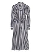 Fluid Stripe Ls Midi Shirt Dress Knelang Kjole Blue Tommy Hilfiger