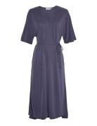 Mschsisca Lynette 2/4 Dress Knelang Kjole Navy MSCH Copenhagen