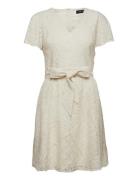 Lace Short-Sleeve Dress Kort Kjole Cream Lauren Ralph Lauren