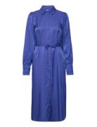 Yassura Ls Midi Shirt Dress Knelang Kjole Blue YAS