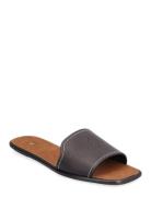 Vachetta Leather Slide Sandal Flate Sandaler Black Polo Ralph Lauren