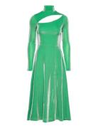 Metallic Nylon Cut-Out Dress Knelang Kjole Green ROTATE Birger Christe...