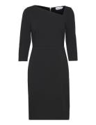 Scuba Crepe Asymmetric Dress Knelang Kjole Black Calvin Klein