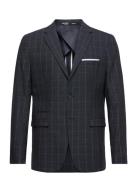 Slhslim-Oasis Linen Navy Chk Blz B Noos Suits & Blazers Blazers Single...