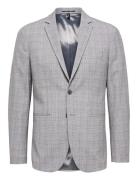 Slhslim-Liam Lt Grey Chk Blz Flex B Suits & Blazers Blazers Single Bre...