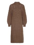 Objalison L/S Knit Dress 122 Knelang Kjole Brown Object