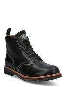 Tumbled Leather Boot Støvletter Med Snøring Black Polo Ralph Lauren