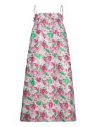 3D Jacquard Strap Dress Knelang Kjole Multi/patterned Ganni