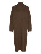 Objabbie L/S Knit Dress Pb12 Knelang Kjole Brown Object