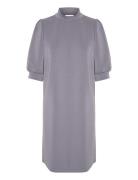 Ellemw Puff Dress Knelang Kjole Grey My Essential Wardrobe
