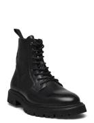 Tatum Leather Lace-Up Boot Støvletter Med Snøring Black Les Deux
