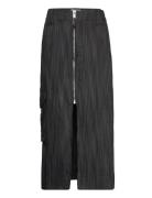Drapey Stripe Suiting Maxi Skirt Langt Skjørt Black Ganni