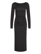 Soft Touch Ruched Midi Dress Knelang Kjole Black Gina Tricot